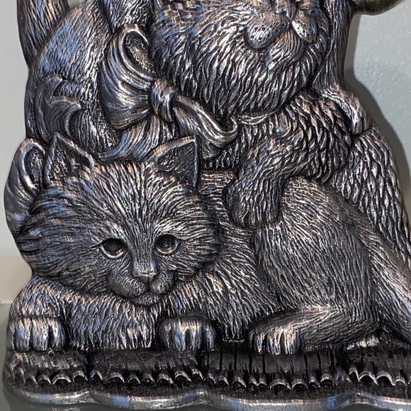 Vintage CARSON PEWTER CAT TAPERED CANDLESTICK HOLDER - Picture 3 of 10